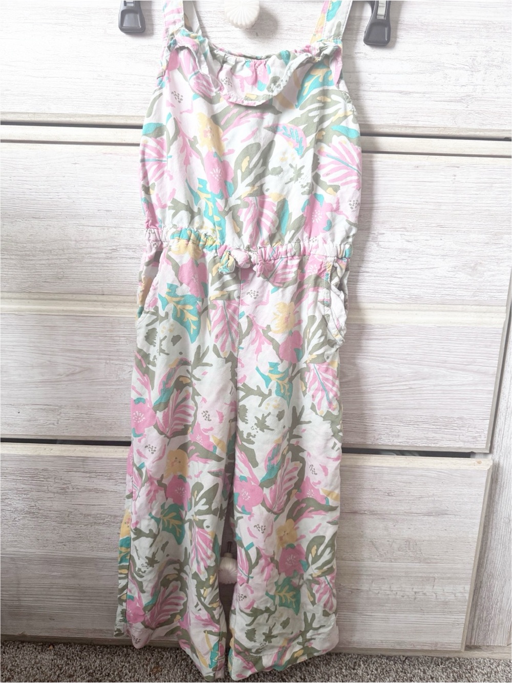 Cat & Jack Pink, Teal & Yellow Floral One-Piece Girls Romper